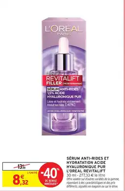 Intermarché L'oréal paris sérum anti-rides et acide hyaluronique pur offre