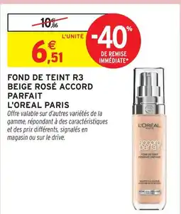Intermarché L'oreal paris fond de teint r3 beige rosé accord parfait offre