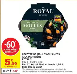 Intermarché Royal cocotte de moules cuisinées à la marinière offre
