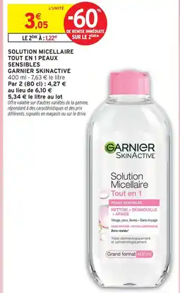 Intermarché Garnier skinactive solution micellaire tout en 1 peaux sensibles offre