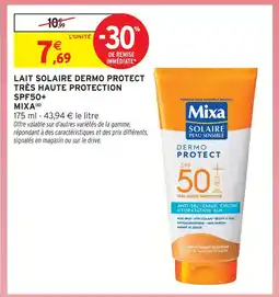 Intermarché Mixa lait solaire dermo protect très haute protection spf50+ offre