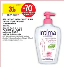 Intermarché Intima gel lavant intime quotidien extra doux extrait d'hamamélis offre