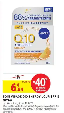 Intermarché Nivea soin visage q10 energy jour spf15 offre
