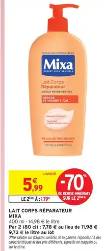 Intermarché Mixa lait corps réparateur offre