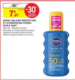 Intermarché Nivea spray solaire protection et hydratation fps50+ offre