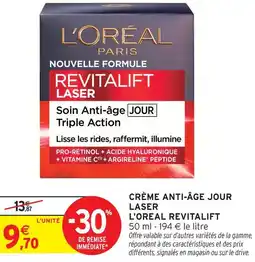 Intermarché L'oreal revitalift crème anti-âge jour laser offre