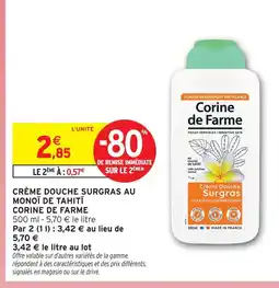 Intermarché Corine de farme crème douche surgras au monoï de tahiti offre