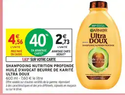 Intermarché Ultra doux shampooing nutrition profonde huile d'avocat beurre de karité offre