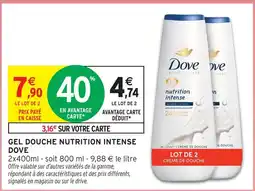 Intermarché Dove gel douche nutrition intense offre