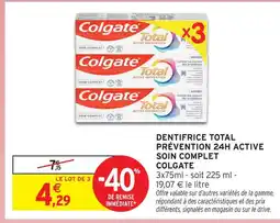 Intermarché Colgate total prévention 24h active soin complet offre