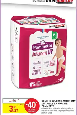 Intermarché Pommette couche culotte autonomy up taille 6 +16kg x18 offre