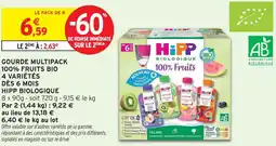 Intermarché Hipp biologique gourde multipack 100% fruits bio 4 variétés dès 6 mois offre