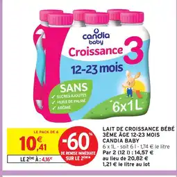 Intermarché Candia baby lait de croissance bébé 3ème âge 12-23 mois offre