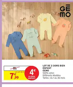 Intermarché Gémo lot de 2 dors bien enfant offre