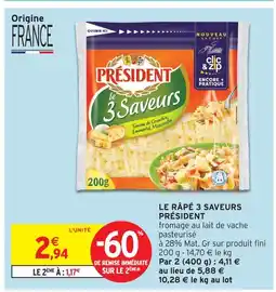 Intermarché Président le râpé 3 saveurs offre