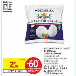 Intermarché Casa azzurra mozzarella di latté di bufala offre