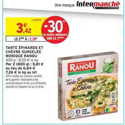 Intermarché Monique ranou tarte épinards et chèvre surgelée offre