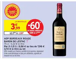 Intermarché Baron de lestac aop bordeaux rouge offre