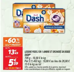 Netto Dash lessive pods 2 en 1 ambre et orchidée 38 doses(b) offre
