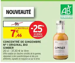 Intermarché Gimber concentré de gingembre n°1 original bio offre
