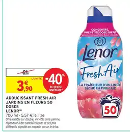 Intermarché Lenor adoucissant fresh air jardins en fleurs 50 doses offre