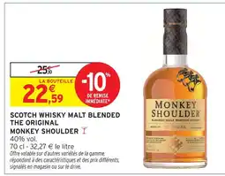 Intermarché Monkey shoulder scotch whisky malt blended the original offre