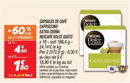 Netto Nescafé dolce gusto capsules de café cappuccino extra crema offre