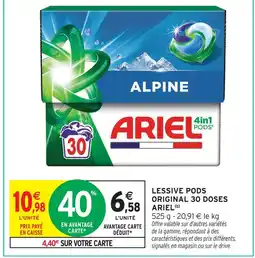 Intermarché Ariel lessive pods original 30 doses alpine offre