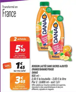 Netto Danao boisson lactée sans sucres ajoutés orange/banane/fraise offre