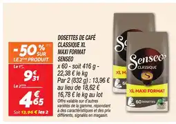 Netto Senseo dosettes de café classique xl maxi format offre