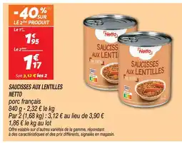 Netto Netto saucisses aux lentilles offre