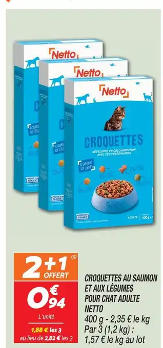 Netto Netto croquettes au saumon et aux légumes pour chat adulte offre