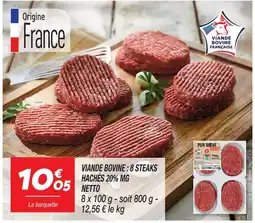 Netto Netto viande bovine : 8 steaks hachés 20% mg offre