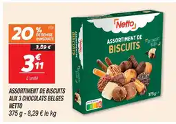 Netto Netto assortiment de biscuits aux 3 chocolats belges offre