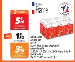 Netto Netto crème fluide entière uht offre