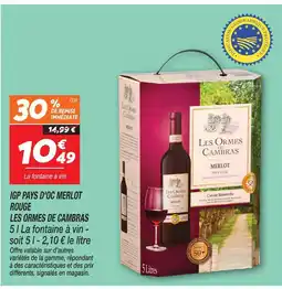 Netto Les ormes de cambras igp pays d'oc merlot rouge offre
