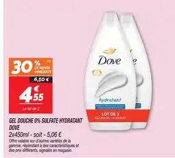 Netto Dove gel douche 0% sulfate hydratant offre