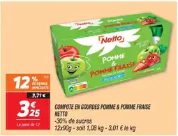 Netto Netto compote en gourdes pomme & pomme fraise offre