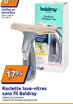 Action BELDRAY Raclette lave-vitres sans fil offre