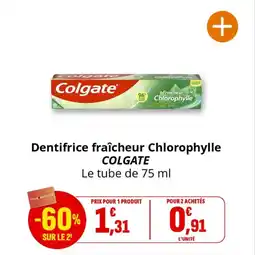 Coccinelle Supermarché Dentifrice fraîcheur chlorophylle colgate offre