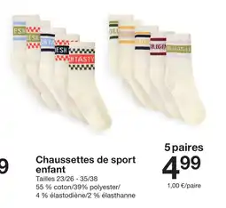 Zeeman Chaussettes de sport enfant offre