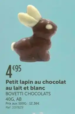 L'Eau Vive Petit lapin au chocolat au lait et blanc bovetti chocolats offre