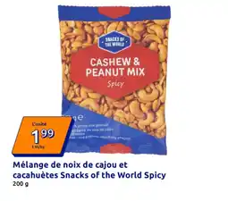 Action SNACKS OF THE WORLD Mélange de noix de cajou et cacahuètes Spicy offre