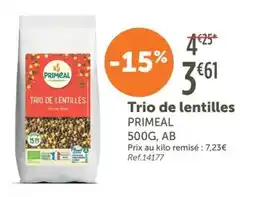 L'Eau Vive Trio de lentilles primeal offre