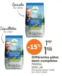 L'Eau Vive Différentes pâtes demi-complètes primeal offre