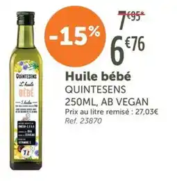 L'Eau Vive Huile bébé quintesens offre