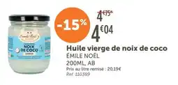 L'Eau Vive Huile vierge de noix de coco émile noël offre