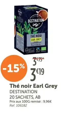 L'Eau Vive Thé noir earl grey destination 20 sachets offre