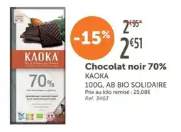 L'Eau Vive Chocolat noir 70% kaoka offre