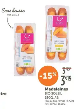 L'Eau Vive Madeleines bio soleil offre